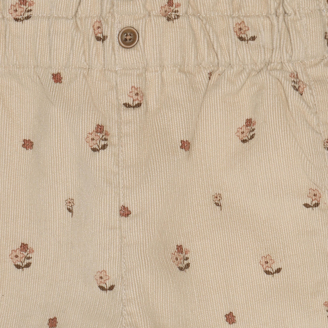 Myk cordfløyel bukse beige med små blomster