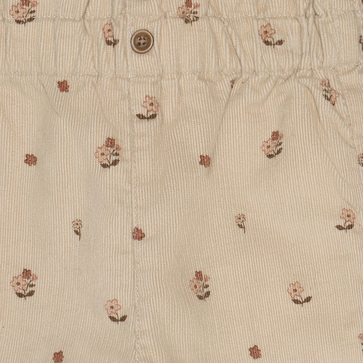 Myk cordfløyel bukse beige med små blomster