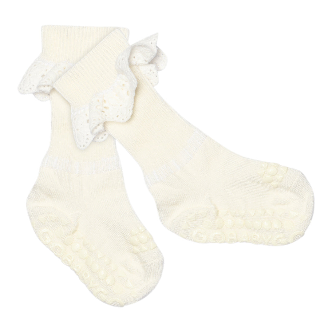 NON-SLIP sokker bamboo Lace Snow white