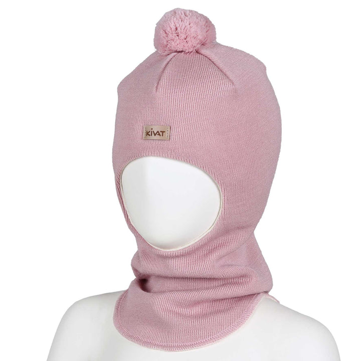 Ullbalaclava med vindstopper, dusker og sommerfuglmotiv