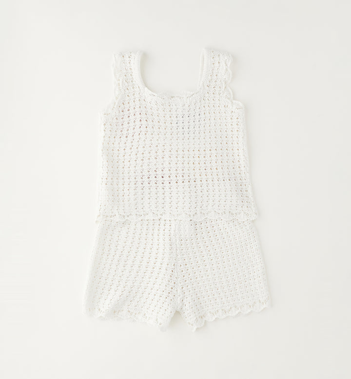 Hekletsett top + shorts