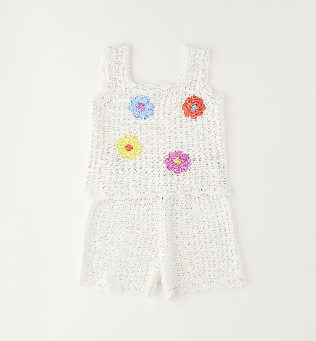 Hekletsett top + shorts