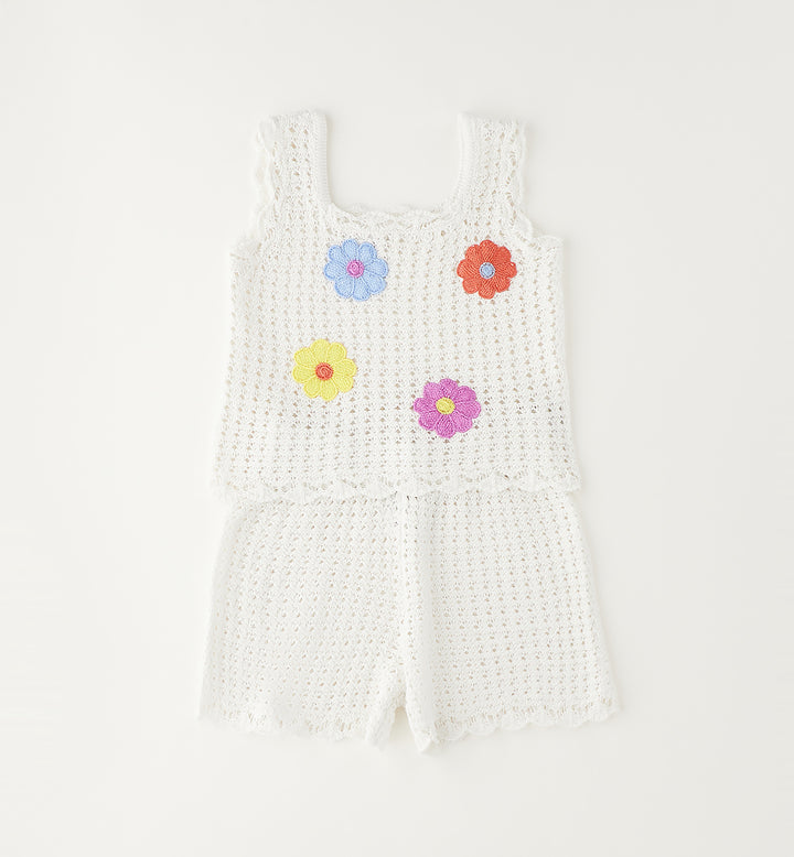 Hekletsett top + shorts