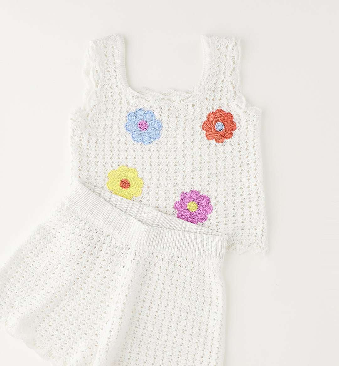 Hekletsett top + shorts