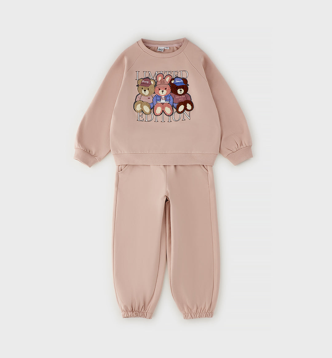 Joggesett 3D-teddy Pudderrosa