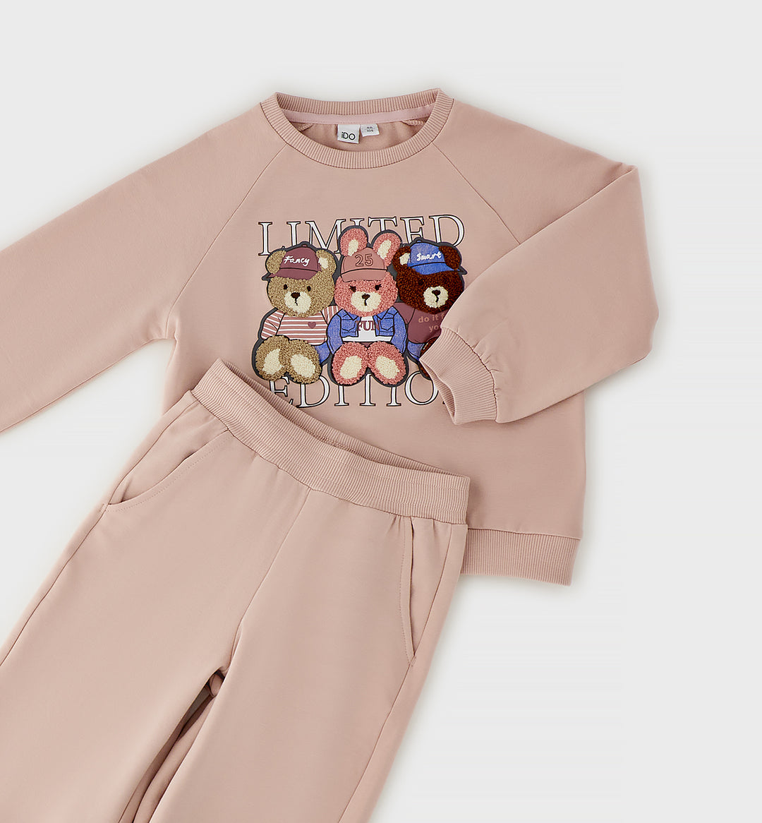 Joggesett 3D-teddy Pudderrosa