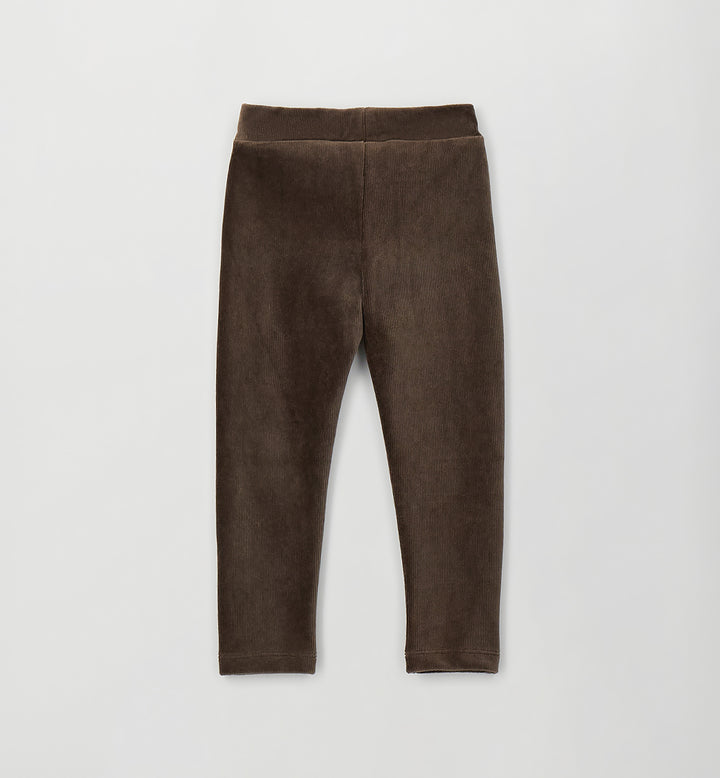 Velourbukse med kordfløyelslook brun