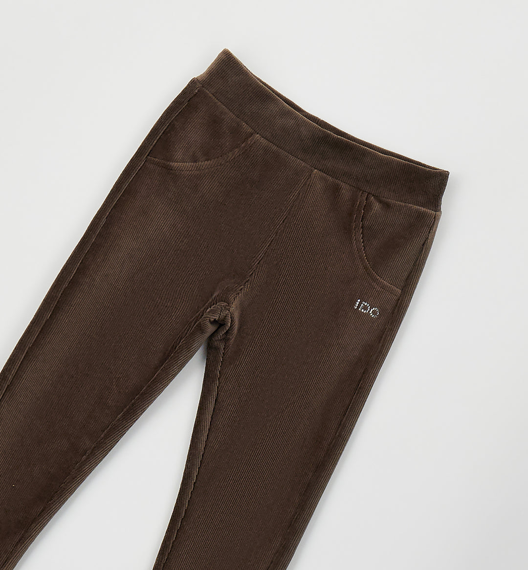 Velourbukse med kordfløyelslook brun