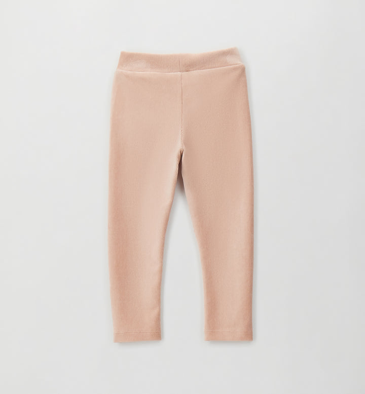 Velourbukse med kordfløyelslook pudderosa