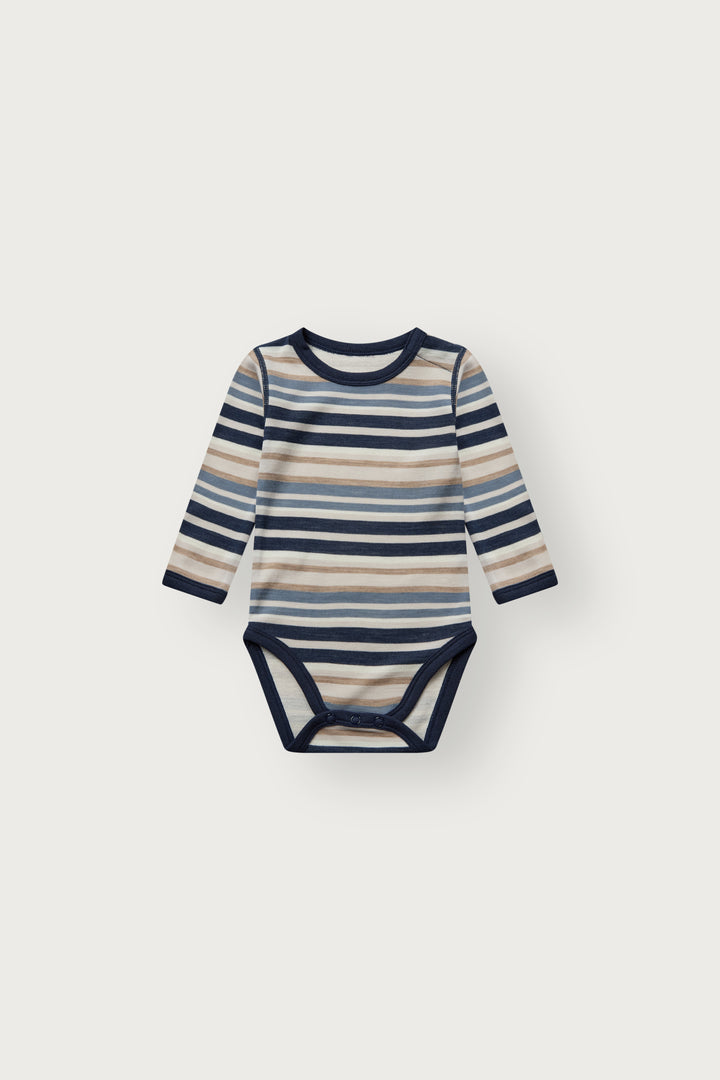 Ullviskose body med blå striper