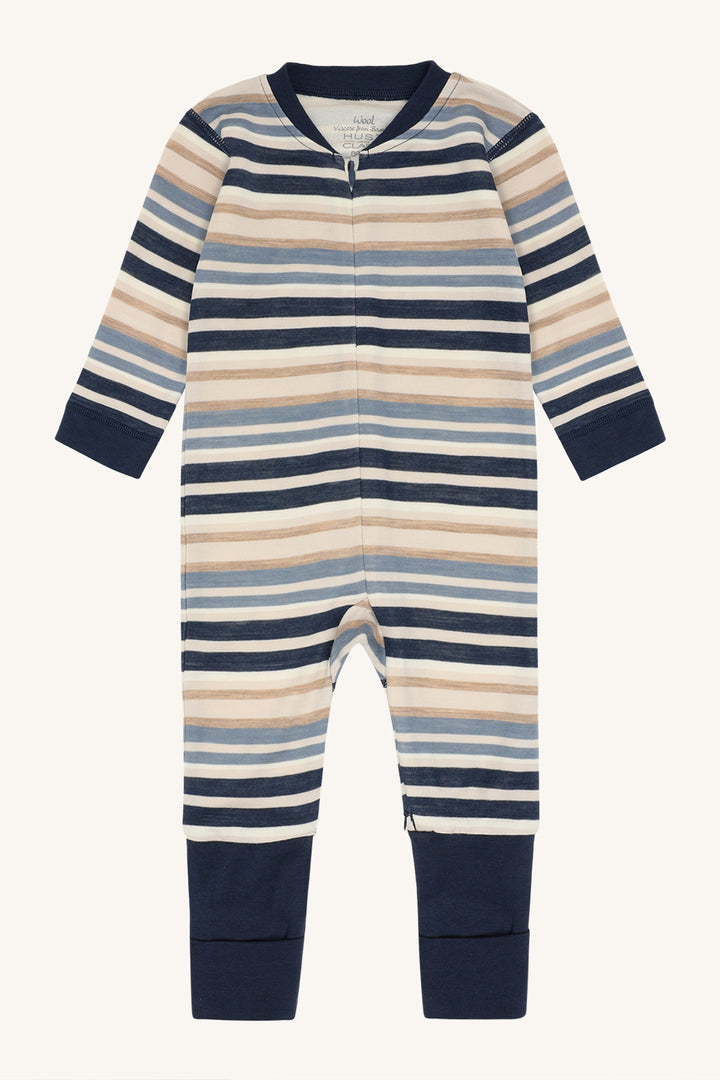 Ullviskose heldress med blå striper