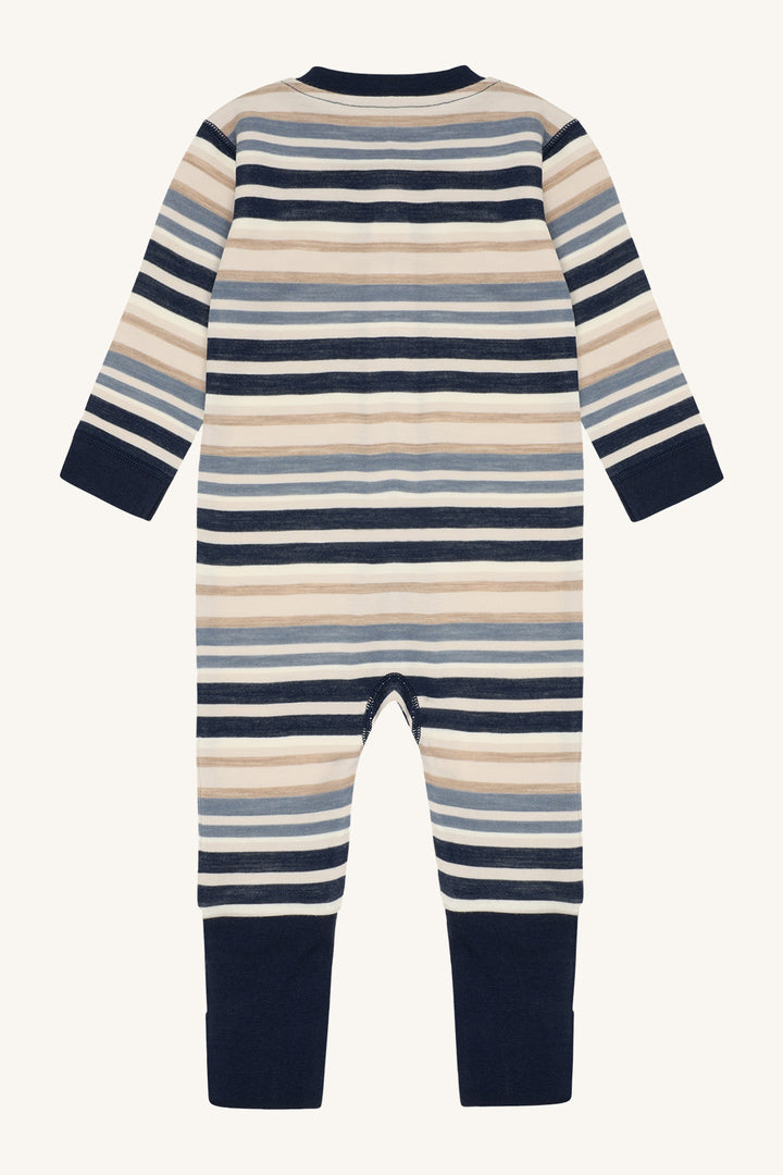 Ullviskose heldress med blå striper