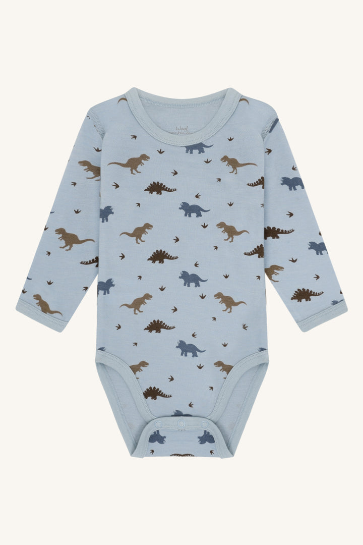Ullviskose body med dinosaur lys blå