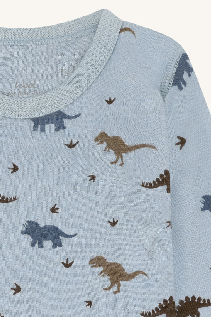 Ullviskose body med dinosaur lys blå