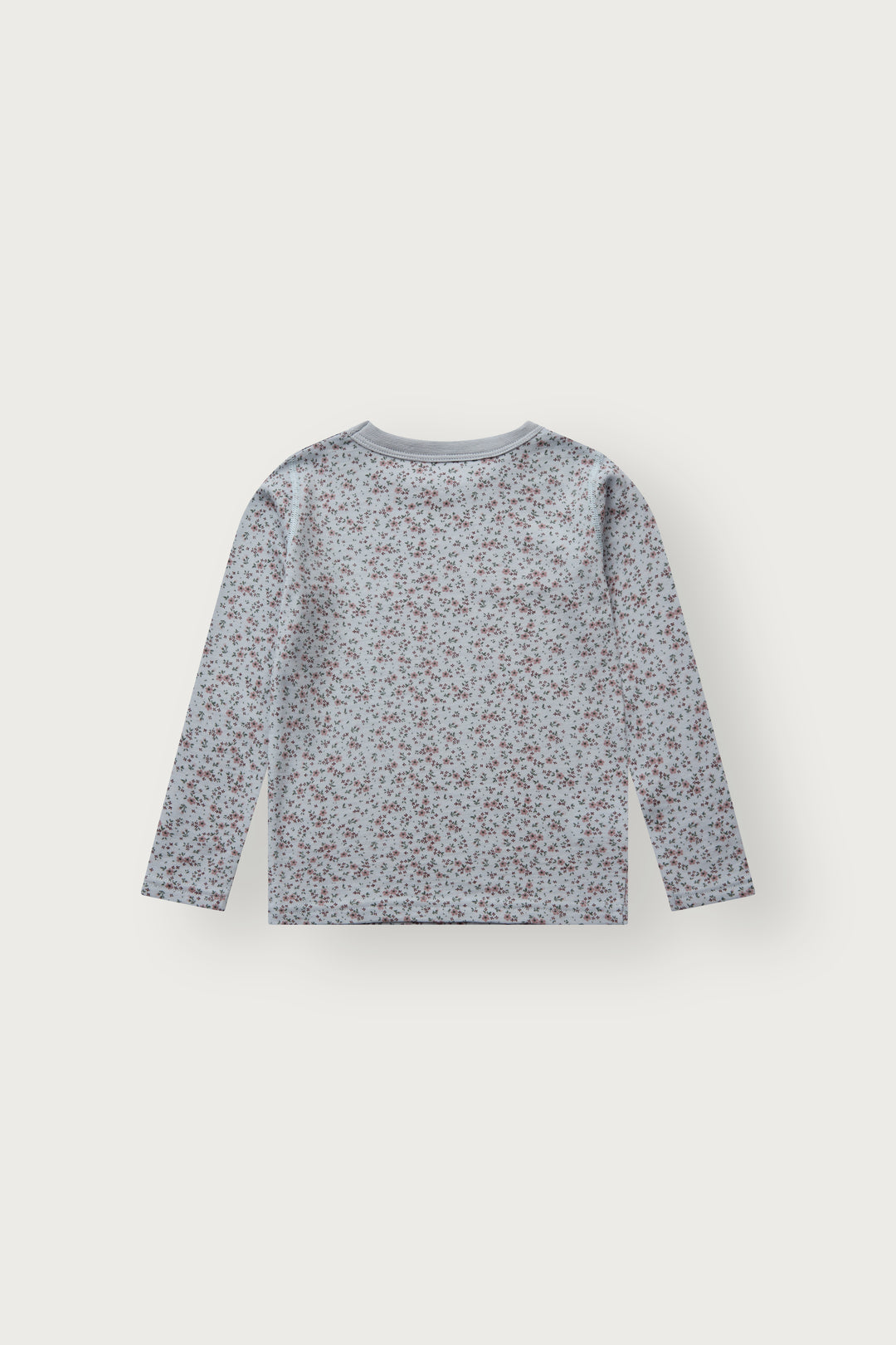Ullviskose trøye med blomster i dusty blå