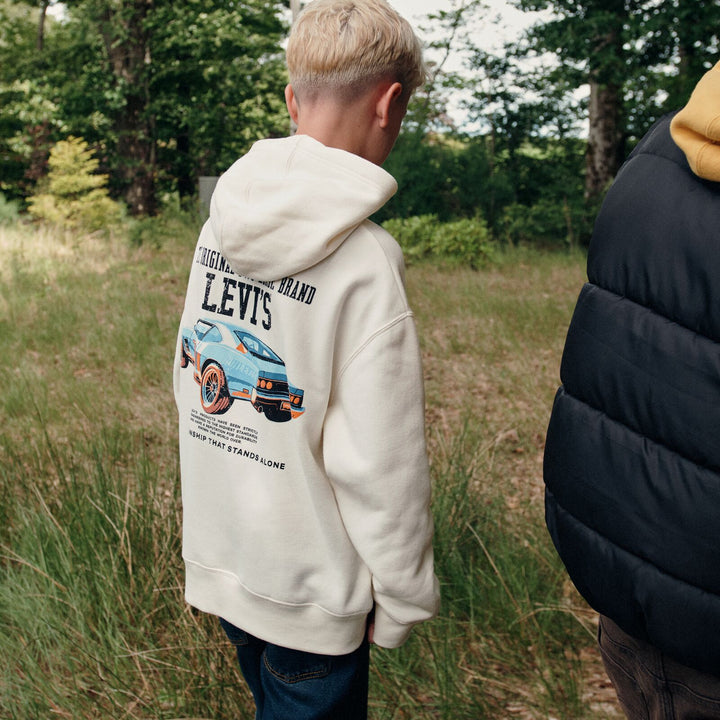 Hettegenser med retrobil- Kremhvit