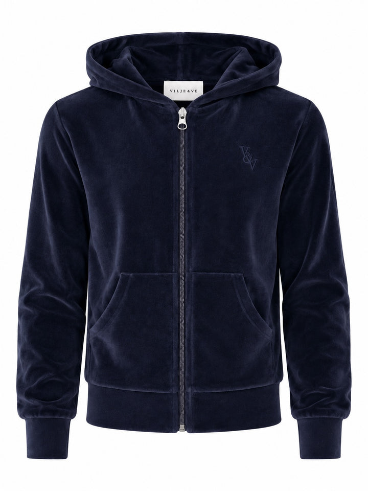 Hermine velour jakke Deep blue