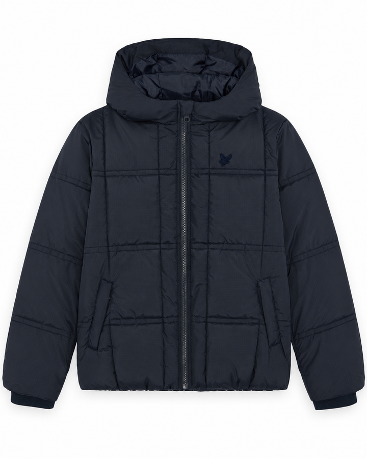 Tonal Eagle Padded Coat- Navy