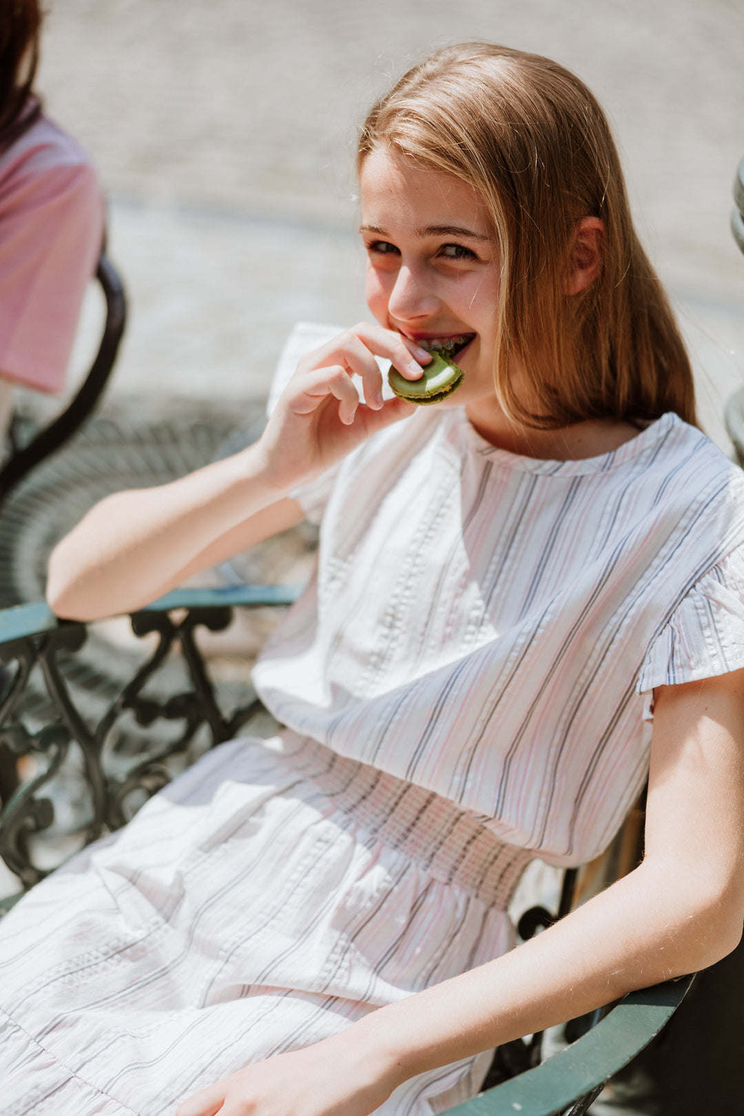 Striped dress grey pink