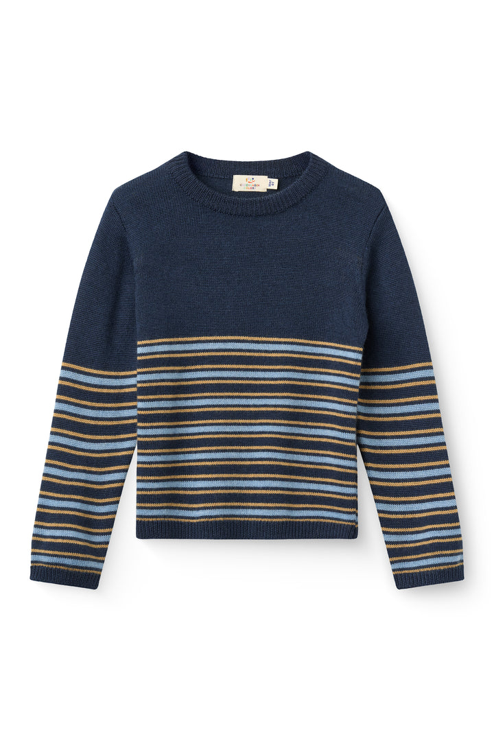 Striped Merino Sweater Navy Comb