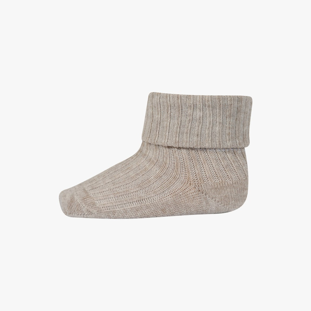 cotton rib baby socks beige
