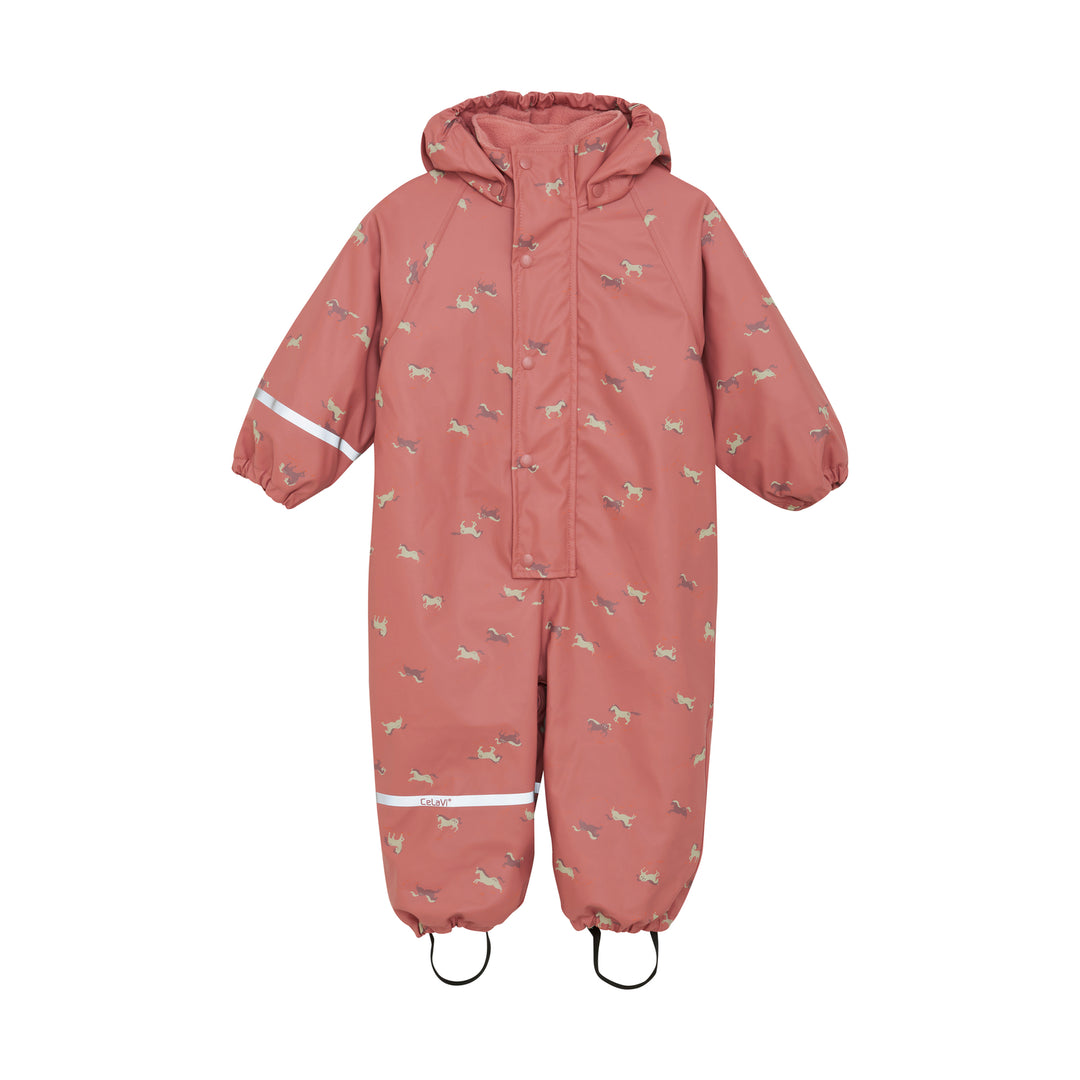 Regndress med hester – Ferskenrosa