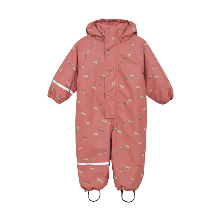 Regndress med hester – Ferskenrosa