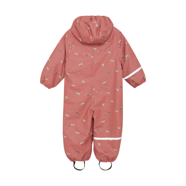 Regndress med hester – Ferskenrosa